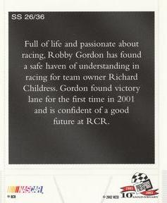 2003 Press Pass - Snapshots #SS 26 Robby Gordon Back
