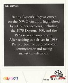 2003 Press Pass - Snapshots #SS 32 Benny Parsons Back