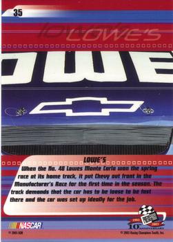 2003 Press Pass Stealth #35 Jimmie Johnson's Car Back
