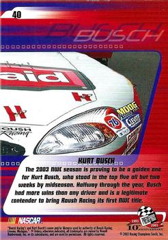2003 Press Pass Stealth #40 Kurt Busch Back