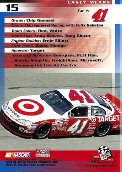 2003 Press Pass Trackside #15 Casey Mears Back