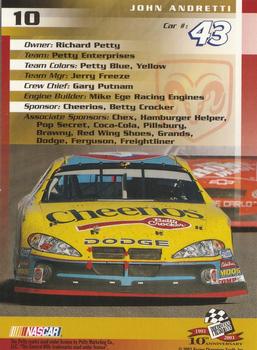 2003 Press Pass Trackside #10 John Andretti Back