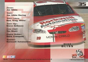 2003 Press Pass Trackside #35 Mike Bliss Back