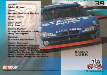 2003 Press Pass Trackside #39 Damon Lusk Back