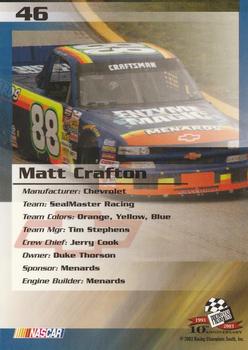 2003 Press Pass Trackside #46 Matt Crafton Back