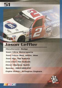 2003 Press Pass Trackside #51 Jason Leffler Back