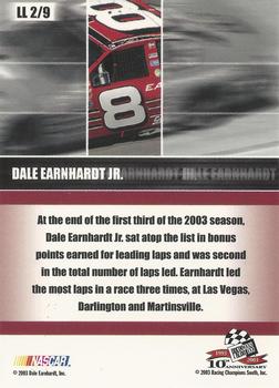 2003 Press Pass VIP - Lap Leader #LL 2 Dale Earnhardt Jr. Back