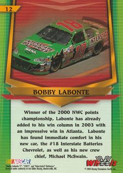 2003 Wheels American Thunder #12 Bobby Labonte Back