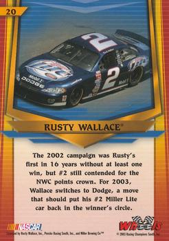 2003 Wheels American Thunder #20 Rusty Wallace Back