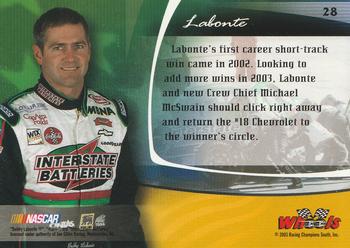 2003 Wheels American Thunder #28 Bobby Labonte Back