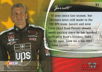 2003 Wheels American Thunder #31 Dale Jarrett Back
