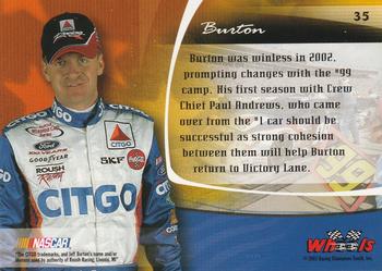 2003 Wheels American Thunder #35 Jeff Burton Back