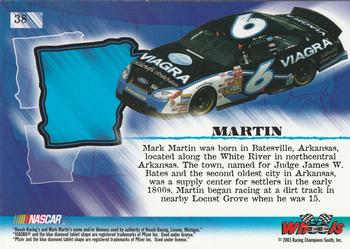 2003 Wheels American Thunder #38 Mark Martin Back
