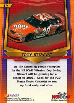 2003 Wheels American Thunder #19 Tony Stewart Back