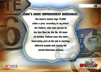 2003 Wheels American Thunder #48 Lowe's Home Improvement Warehouse Back