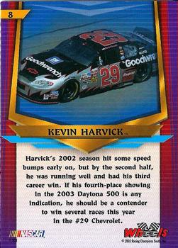 2003 Wheels American Thunder #8 Kevin Harvick Back