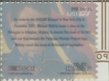 2003 Wheels American Thunder - Post Mark #PM 18 Michael Waltrip Back