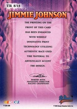 2003 Wheels American Thunder - Thunder Road #TR 8 Jimmie Johnson Back