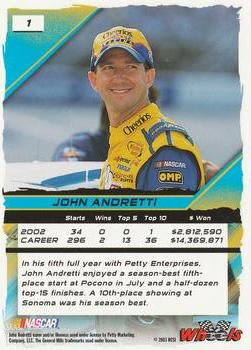 2003 Wheels High Gear #1 John Andretti Back