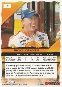 2003 Wheels High Gear #7 Ricky Craven Back