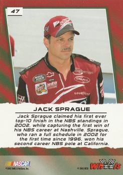 2003 Wheels High Gear #47 Jack Sprague Back