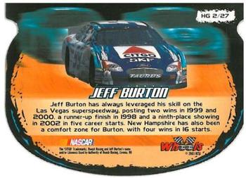 2003 Wheels High Gear - High Groove #HG 2 Jeff Burton Back