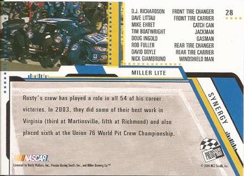 2004 Press Pass Eclipse #28 Rusty Wallace's Car Back