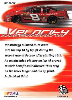2004 Press Pass - Velocity #VC 8 Dale Earnhardt Jr. Back