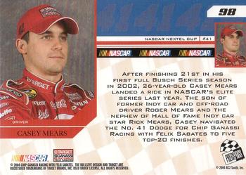 2004 Press Pass Trackside #98 Casey Mears Back