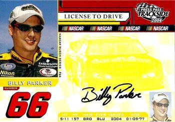 2004 Press Pass Trackside #97 Billy Parker Front