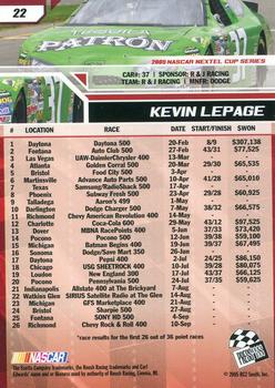 2006 Press Pass #22 Kevin Lepage Back