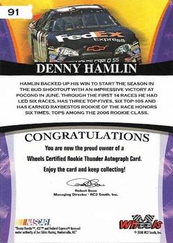 2006 Wheels American Thunder #91 Denny Hamlin Back