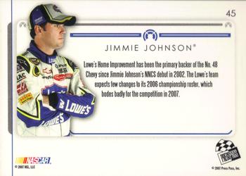 2007 Press Pass Premium #45 Jimmie Johnson's Car Back