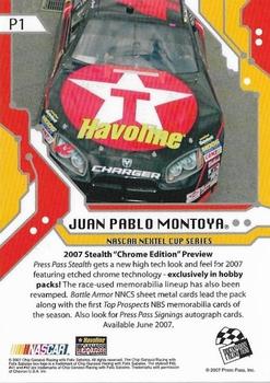 2007 Press Pass Premium #P1 Juan Pablo Montoya Back
