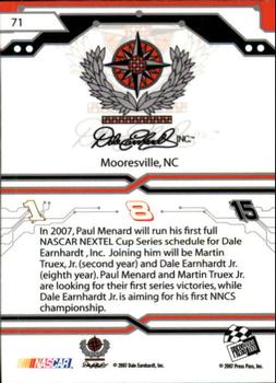 2007 Press Pass Stealth #71 Martin Truex Jr. / Dale Earnhardt Jr. / Paul Menard Back