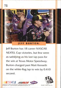 2007 Press Pass VIP #75 Jeff Burton Texas Back