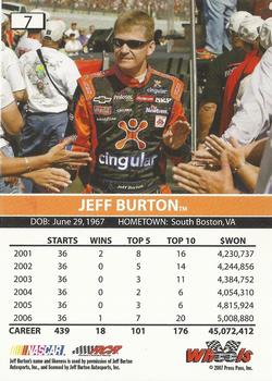 2007 Wheels High Gear #7 Jeff Burton Back