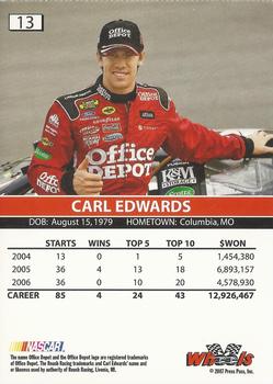 2007 Wheels High Gear #13 Carl Edwards Back