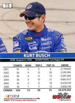 2007 Wheels High Gear #15 Kurt Busch Back