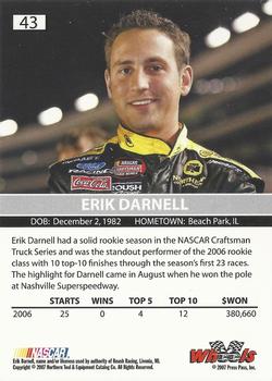 2007 Wheels High Gear #43 Erik Darnell Back