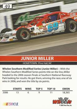 2007 Wheels High Gear #49 Junior Miller Back