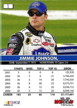 2007 Wheels High Gear #1 Jimmie Johnson Back
