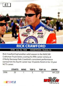 2007 Wheels High Gear #41 Rick Crawford Back