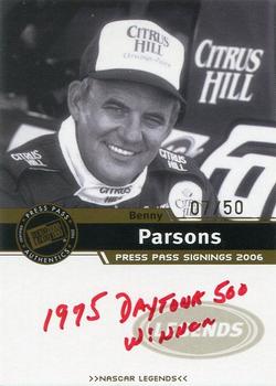 2006 Press Pass - Signings Gold Red Ink #NNO Benny Parsons Front
