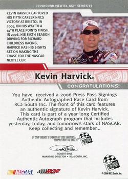 2006 Press Pass - Signings Gold Red Ink #NNO Kevin Harvick Back