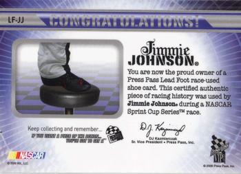 2009 Press Pass VIP - Leadfoot #LF-JJ Jimmie Johnson Back