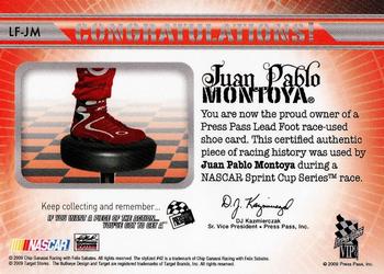 2009 Press Pass VIP - Leadfoot #LF-JM Juan Pablo Montoya Back