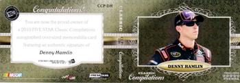 2010 Press Pass Five Star - Classic Compilations Patch Autographs #CCP-DH Denny Hamlin Back