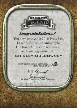 2010 Press Pass Legends - Autographs Blue #NNO Shirley Muldowney Back