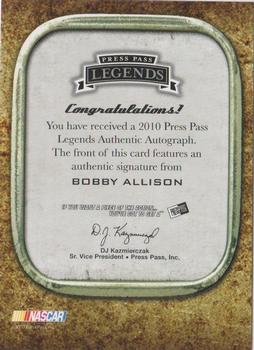 2010 Press Pass Legends - Autographs Copper #NNO Bobby Allison Back